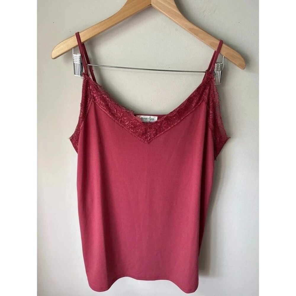Grace and Lace Raspberry Lace Trim Stretch Cami